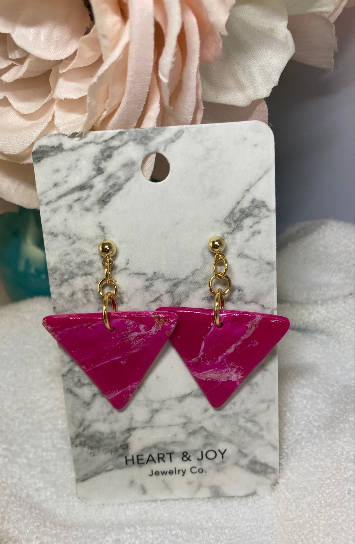 Pink Marbled Punch Dangles